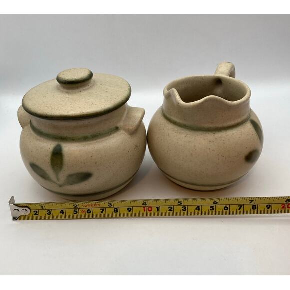 Stoneware Sugar Lidded/ Creamer Bowl Set VTG Royal Haeger Pottery? 3.5" & 4" T - Picture 7 of 7